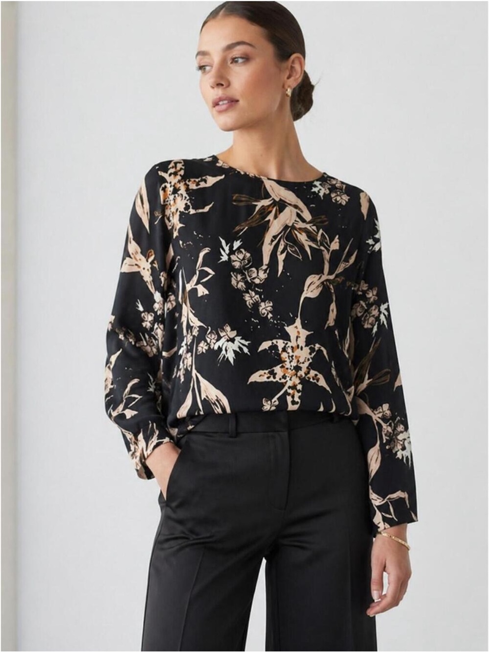 Dorothee Schumacher Silk Blend Tamed Florals Black Blouse Size US 4-6 | 1 NWT